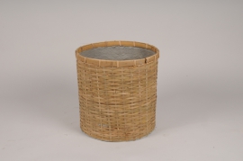 A041LC Cache-pot en résine et bambou naturel D49cm H50.5cm