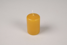 A041RP Boîte de 24 bougies cylindres jaune moutarde D4cm H6cm