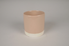 A042AA Pink ceramic planter D18cm H17cm