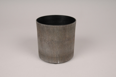 A042E5 Cache-pot en m�tal gris anthracite D10cm H10cm