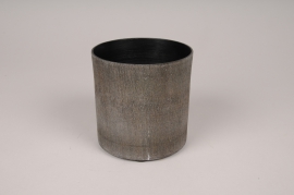 A042E5 Grey anthracite metal planter D10cm H10cm
