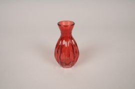 A042IH Vase bouteille en verre rouge D6cm H11cm