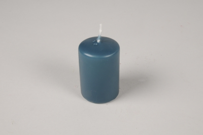A042RP Bo�te de 24 bougies cylindres bleu p�trole D4cm H6cm
