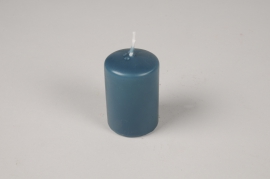 A042RP Boîte de 24 bougies cylindres bleu pétrole D4cm H6cm
