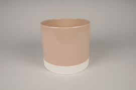 A043AA Pink ceramic planter D20.5cm H19cm