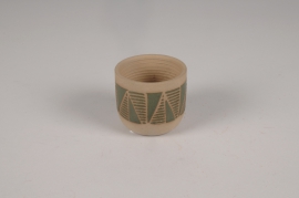 A044I4 Green patterns ceramic planter D7.5cm H6.5cm