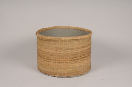 A044LC Cache-pot en résine et bambou naturel D50.5cm H34cm