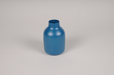 A045CC Blue metal vase D9cm H14cm
