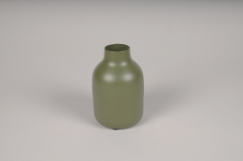A046CC Vase en métal kaki D9cm H14cm