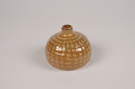 A046L1 Vase soliflore en céramique marron clair D10cm H8.5cm