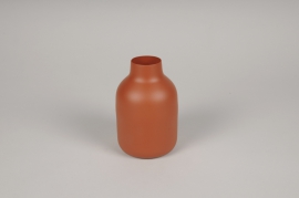 A047CC Orange metal vase D9cm H14cm
