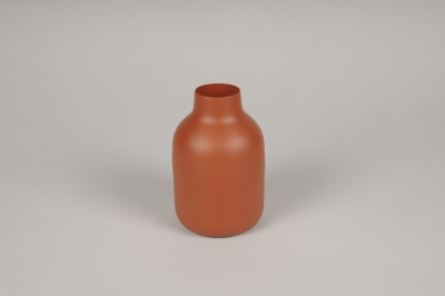 A047CC Vase en m�tal orange D9cm H14cm