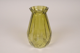 A047IH Vase en verre vert D11.5cm H17cm