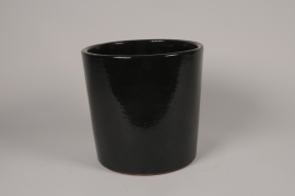 A048YD Pot en céramique émaillée noir D49cm H48cm