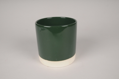 A049AA Cache-pot en c�ramique vert D13cm H13cm