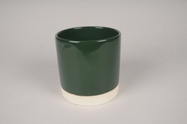 A049AA Cache-pot en céramique vert D13cm H13cm