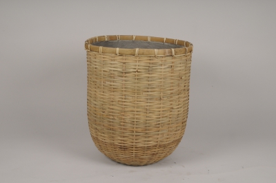 A049LC Cache-pot en r�sine et bambou naturel D48cm H54cm