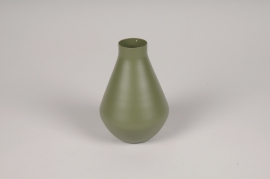 A050CC Vase en métal kaki D9cm H13.5cm