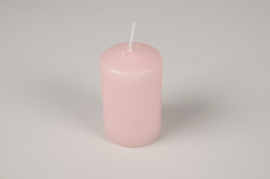A050RP Boîte de 24 bougies cylindres rose clair D5cm H8cm