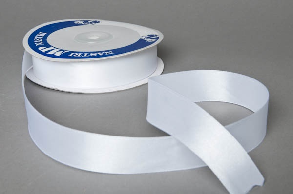 Satin ribbon white 25mm x 50m