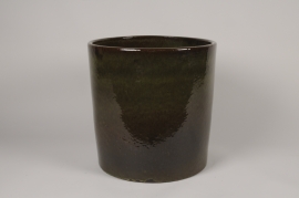 A051YD Pot en céramique émaillée vert foncé D49cm H48cm