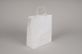 A052AS Paquet de 25 sacs kraft blanc 22x10cm H26cm