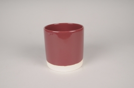 A053AA Dark pink ceramic planter D15cm H15.5cm