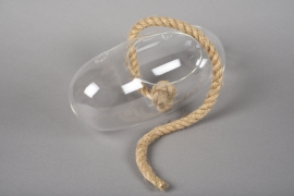 A053R4 Ball elongated glass hanging 28x13cm H13cm