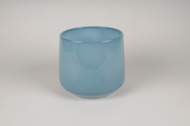 A054A8 Cache-pot en céramique bleu D22cm H18cm