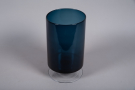 A054W3 Blue glass vase D19.5cm H34cm