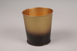 A055JY Cache-pot en métal or noir D9.5cm H10cm