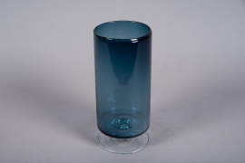 A055W3 Blue glass vase D12cm H28.5cm