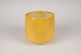 A056A8 Yellow ceramic planter D18cm H16cm