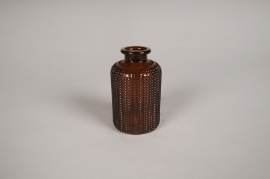 A056NH Amber glass bottle vase D6cm H10cm