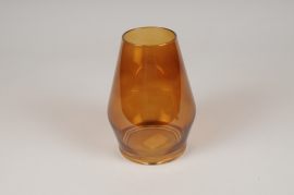 A056P5 Photophore en verre ambre D11cm H16cm