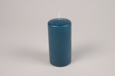 A056RP Bo�te de 12 bougies cylindres bleu p�trole D6cm H12cm