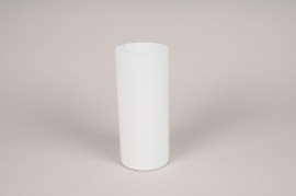 A057CC Vase cylindre en métal blanc D9.5cm H22cm