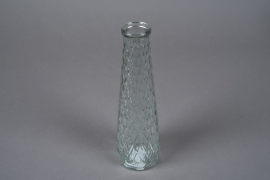 A059R4 Vase en verre motif losange D7.5cm H25cm
