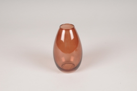 A060P5 Vase en verre bordeaux D8cm H12.5cm