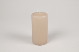 A060RP Box of 12 grey sand cylinder candles D6cm H12cm