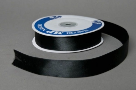 A060UN Satin ribbon black 25mm x 50m