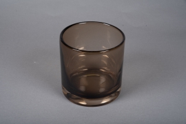 A060W3 Vase en verre marron D14.5cm H15cm