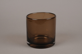 A060W3 Vase en verre marron D14.5cm H15cm
