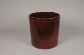 A060YD Pot en céramique émaillée bordeaux D37cm H37cm