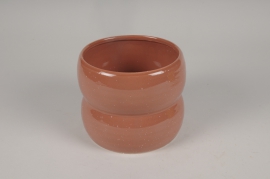A061I4 Brown red ceramic planter D16cm H13cm