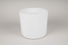 A062A8 Cache-pot en céramique blanc D17.5cm H14.5cm