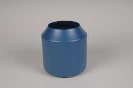 A062CC Blue metal vase D15cm H16.5cm