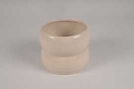 A062I4 Cache-pot en céramique beige D16cm H13cm