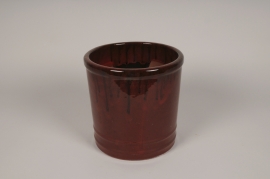A062YD Pot en céramique émaillée bordeaux D24.5cm H24.5cm