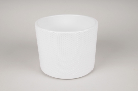 A063A8 Cache-pot en céramique blanc D19.5cm H17.5cm